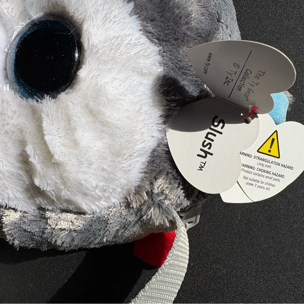 Ty Slush Plush Bag with Gray and White Fur